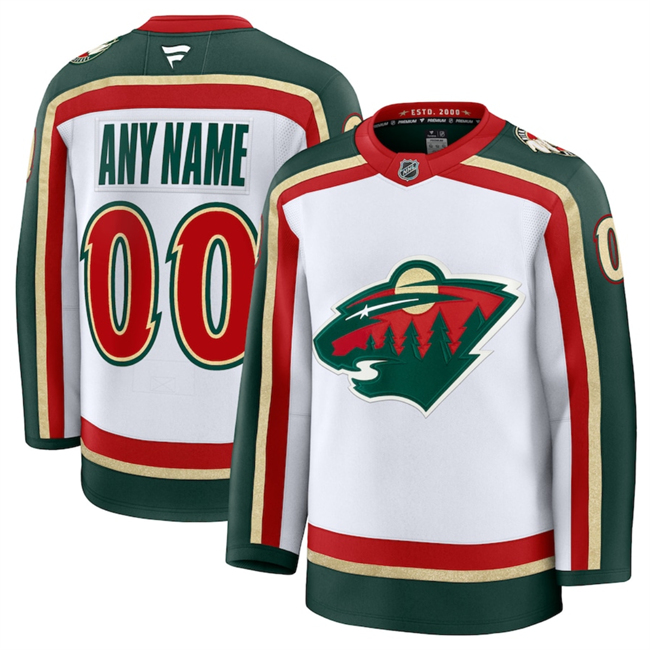 Men's Minnesota Wild Custom White 2025 25th Anniversary Hockey Jersey